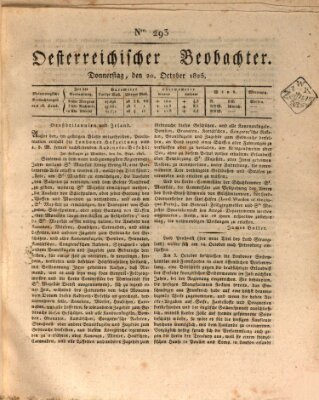 Der Oesterreichische Beobachter Donnerstag 20. Oktober 1825