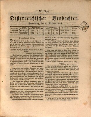 Der Oesterreichische Beobachter Donnerstag 27. Oktober 1825