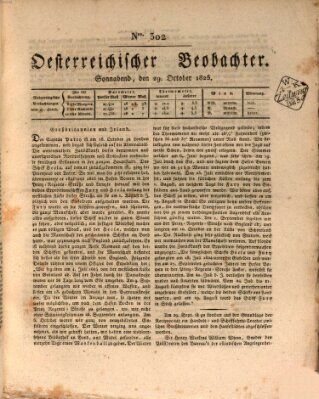 Der Oesterreichische Beobachter Samstag 29. Oktober 1825