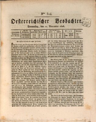 Der Oesterreichische Beobachter Donnerstag 10. November 1825