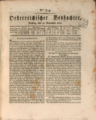 Der Oesterreichische Beobachter Dienstag 15. November 1825