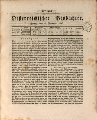 Der Oesterreichische Beobachter Freitag 18. November 1825