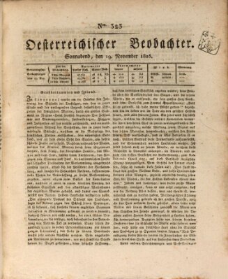 Der Oesterreichische Beobachter Samstag 19. November 1825