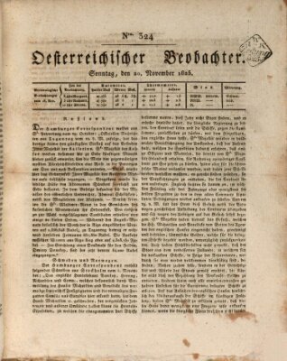 Der Oesterreichische Beobachter Sonntag 20. November 1825