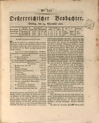 Der Oesterreichische Beobachter Dienstag 29. November 1825