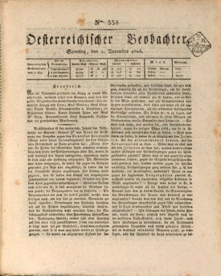 Der Oesterreichische Beobachter Sonntag 4. Dezember 1825