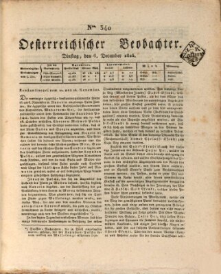 Der Oesterreichische Beobachter Dienstag 6. Dezember 1825