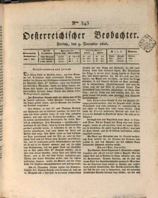 Der Oesterreichische Beobachter Freitag 9. Dezember 1825