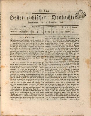 Der Oesterreichische Beobachter Samstag 10. Dezember 1825