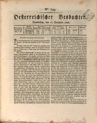 Der Oesterreichische Beobachter Donnerstag 15. Dezember 1825