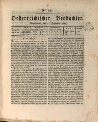 Der Oesterreichische Beobachter Samstag 17. Dezember 1825