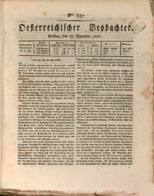 Der Oesterreichische Beobachter Freitag 23. Dezember 1825