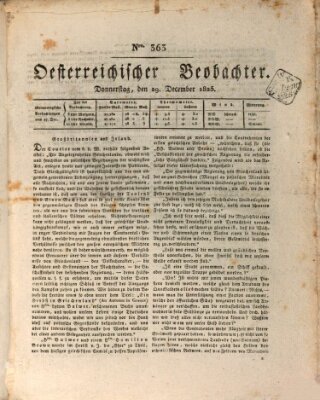 Der Oesterreichische Beobachter Donnerstag 29. Dezember 1825