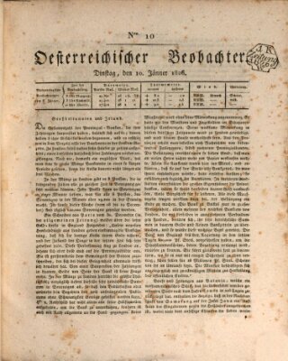 Der Oesterreichische Beobachter Dienstag 10. Januar 1826