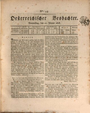 Der Oesterreichische Beobachter Donnerstag 12. Januar 1826