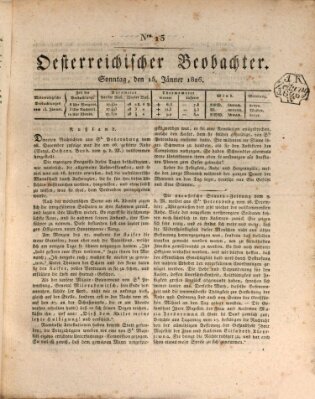 Der Oesterreichische Beobachter Sonntag 15. Januar 1826