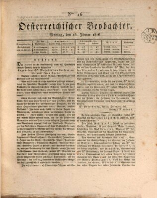 Der Oesterreichische Beobachter Montag 16. Januar 1826