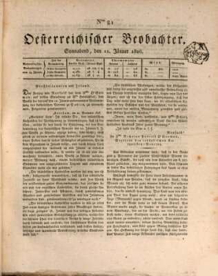 Der Oesterreichische Beobachter Samstag 21. Januar 1826