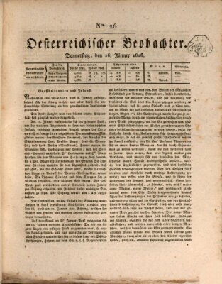 Der Oesterreichische Beobachter Donnerstag 26. Januar 1826