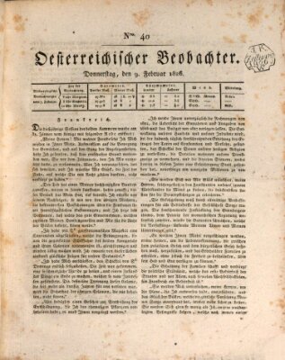 Der Oesterreichische Beobachter Donnerstag 9. Februar 1826