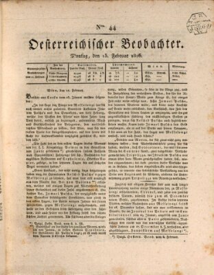 Der Oesterreichische Beobachter Montag 13. Februar 1826