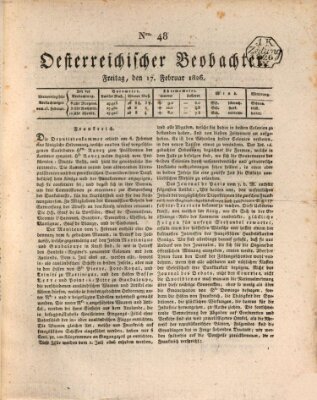 Der Oesterreichische Beobachter Freitag 17. Februar 1826