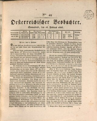 Der Oesterreichische Beobachter Samstag 18. Februar 1826