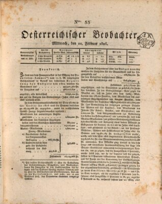 Der Oesterreichische Beobachter Mittwoch 22. Februar 1826