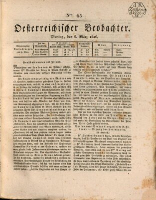 Der Oesterreichische Beobachter Montag 6. März 1826