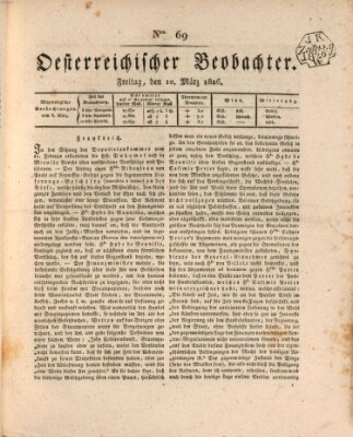 Der Oesterreichische Beobachter Freitag 10. März 1826