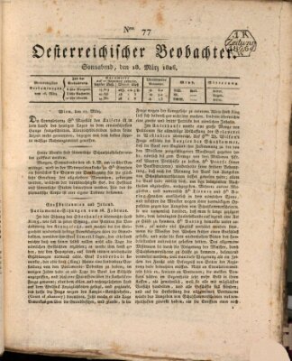 Der Oesterreichische Beobachter Samstag 18. März 1826