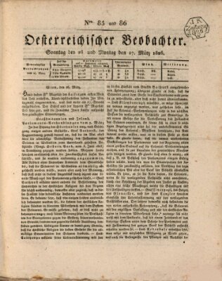 Der Oesterreichische Beobachter Sonntag 26. März 1826