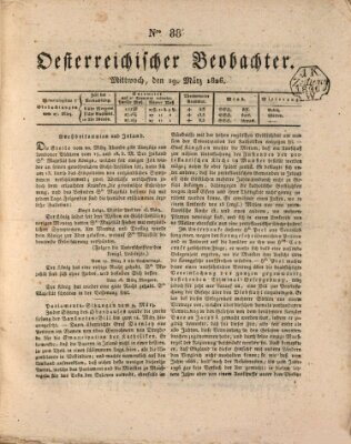 Der Oesterreichische Beobachter Mittwoch 29. März 1826