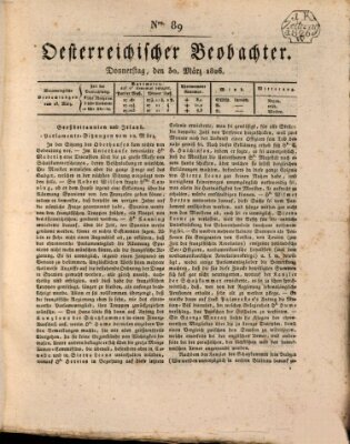 Der Oesterreichische Beobachter Donnerstag 30. März 1826