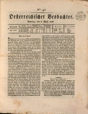 Der Oesterreichische Beobachter Montag 3. April 1826