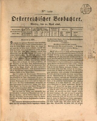 Der Oesterreichische Beobachter Montag 10. April 1826