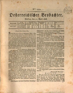 Der Oesterreichische Beobachter Dienstag 11. April 1826