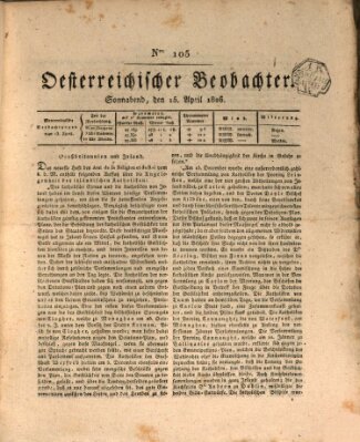 Der Oesterreichische Beobachter Samstag 15. April 1826