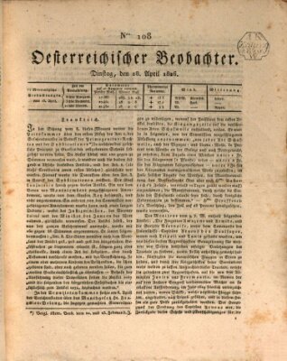 Der Oesterreichische Beobachter Dienstag 18. April 1826