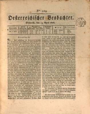 Der Oesterreichische Beobachter Mittwoch 19. April 1826