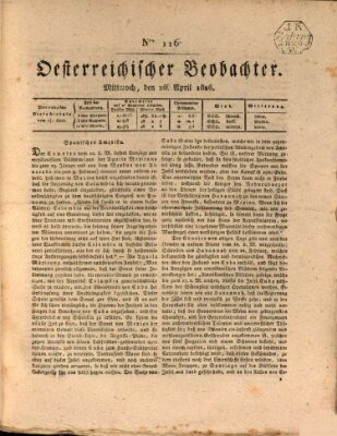 Der Oesterreichische Beobachter Mittwoch 26. April 1826