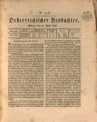 Der Oesterreichische Beobachter Freitag 28. April 1826