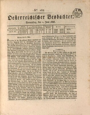 Der Oesterreichische Beobachter Donnerstag 1. Juni 1826