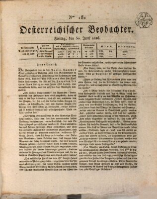 Der Oesterreichische Beobachter Freitag 30. Juni 1826