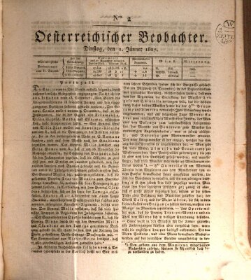 Der Oesterreichische Beobachter Dienstag 2. Januar 1827