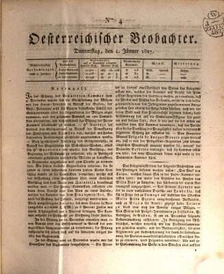 Der Oesterreichische Beobachter Donnerstag 4. Januar 1827