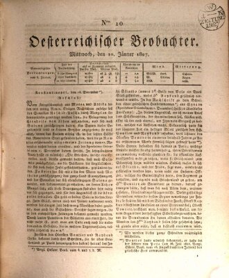 Der Oesterreichische Beobachter Mittwoch 10. Januar 1827