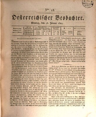 Der Oesterreichische Beobachter Montag 15. Januar 1827