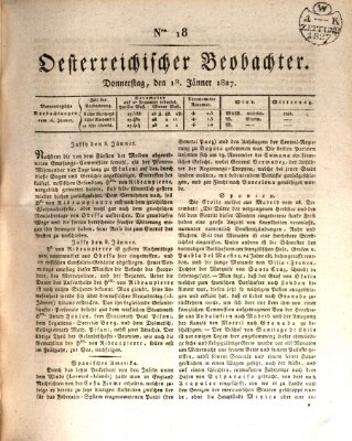 Der Oesterreichische Beobachter Donnerstag 18. Januar 1827