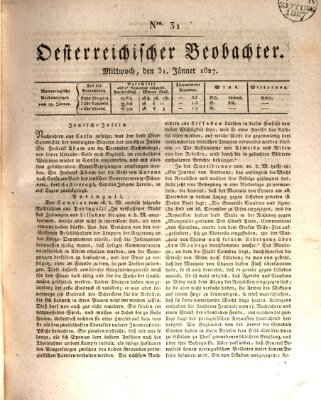 Der Oesterreichische Beobachter Mittwoch 31. Januar 1827